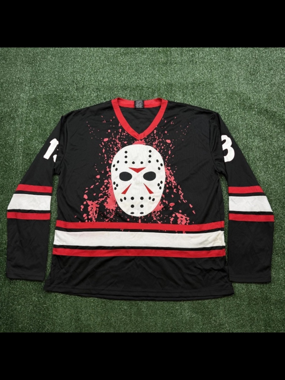 Jason Friday the 13th Hockey Jersey Men's Size XL Black Long Sleeve Bioworld